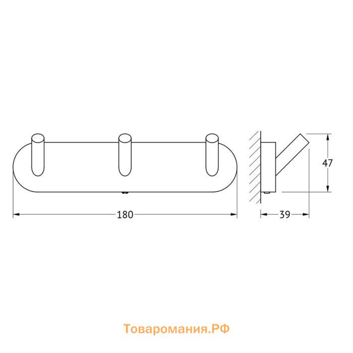 Вешалка Artwelle Harmonie, 3 крючка, хром, 18 см