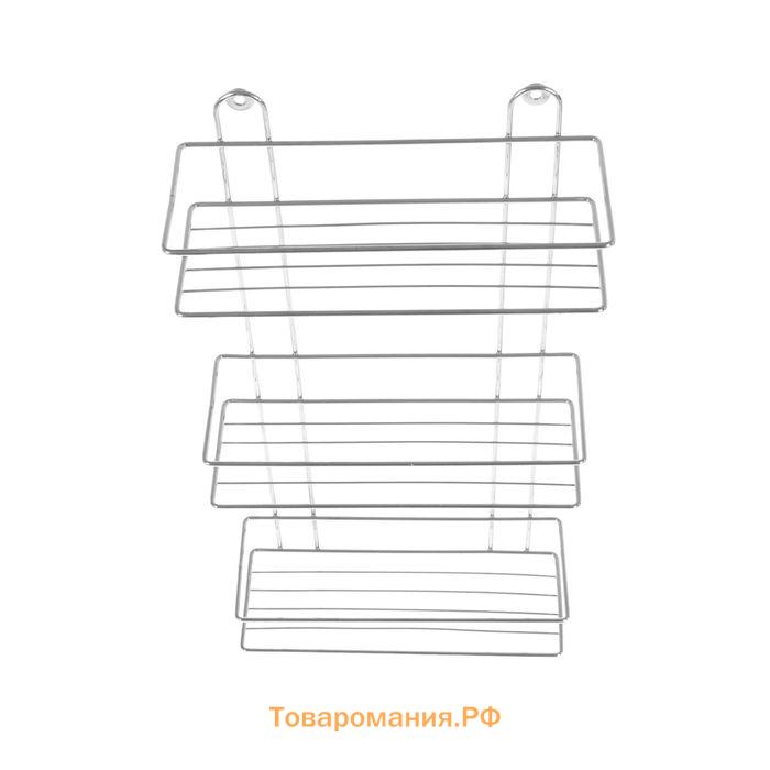 Полка прямоугольная 3-х ярусная, 26,5×10,5×50 см, хром