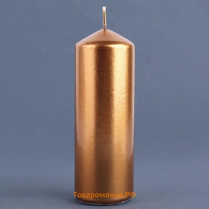 Свеча "Столбик", кофейно-золотая, 5,5×15см