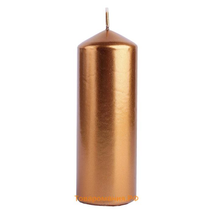Свеча "Столбик", кофейно-золотая, 5,5×15см