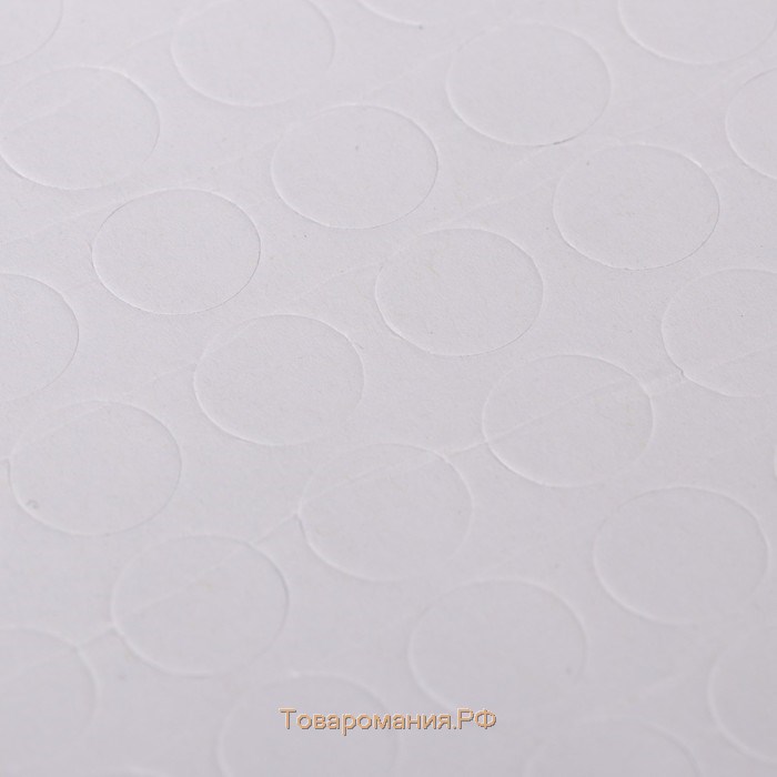 Клейкая лента двухсторонняя "Круглый белый" диаметр 1,5 см на листе 100 шт 20х18,5 см