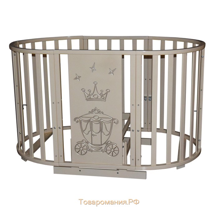 Кроватка-трансформер 6 в 1 Sofia 2 «Корона», универсальный маятник, круглая/овальная, цвет слоновая кость