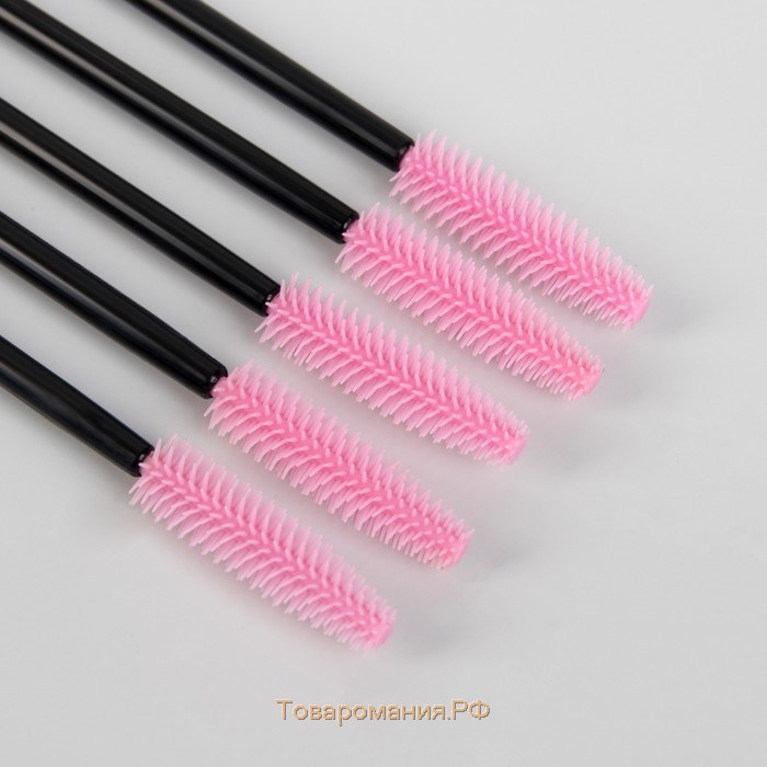 Набор щёточек для бровей и ресниц, силиконовые, 10,5 см, 5 шт, цвет чёрный/розовый