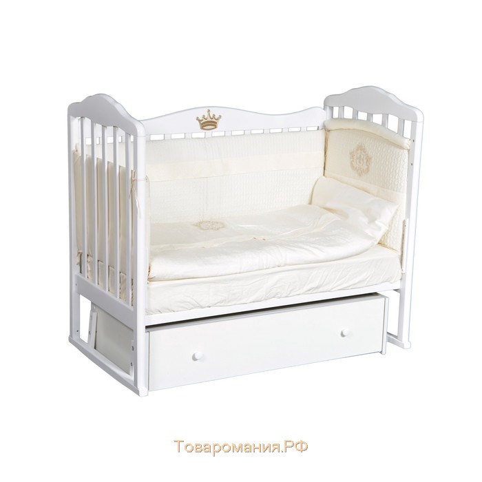 Детская кровать «Антел» Anita-7, универсальный маятник, фигурная спинка, ящик, цвет белый