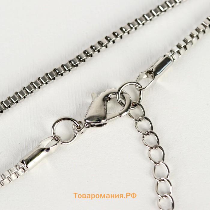 Кулон «Утончённость» овалы с цепочкой, цвет чёрно-белый в серебре, 60 см