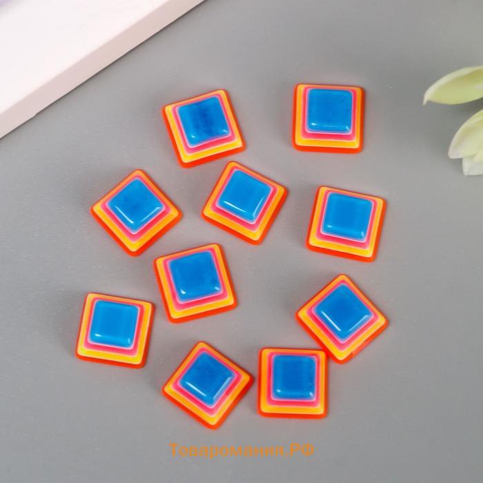 Декор для творчества пластик "Полосатые пирамидки" оранжево-синие набор 10 шт 1,1х1,1 см