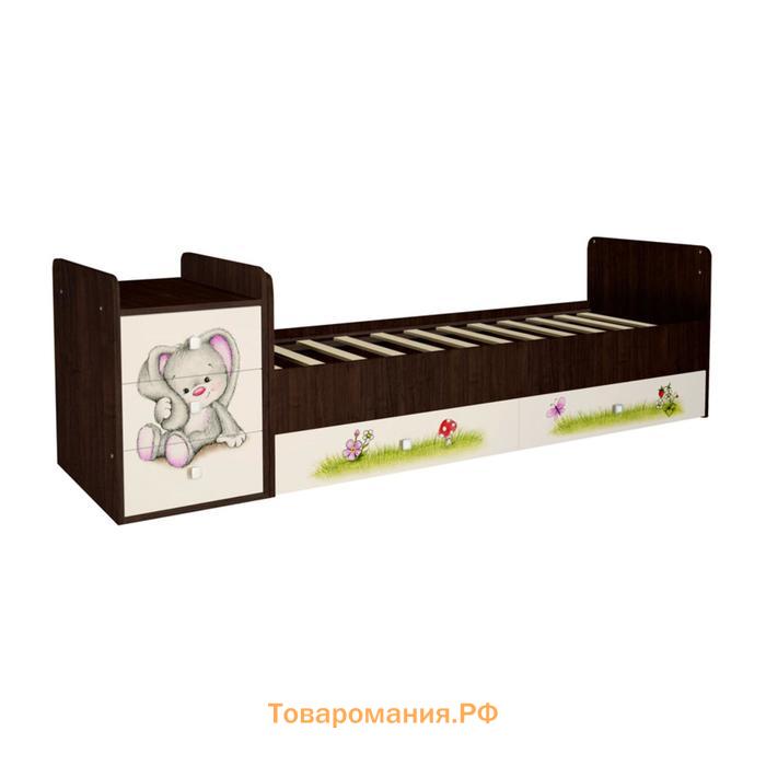 Детская кровать-трансформер Фея 1100 «Зайчонок», цвет венге/бежевый