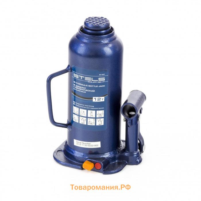 Домкрат гидравлический бутылочный Stels 51167, h подъема 227-457 мм, 12 т