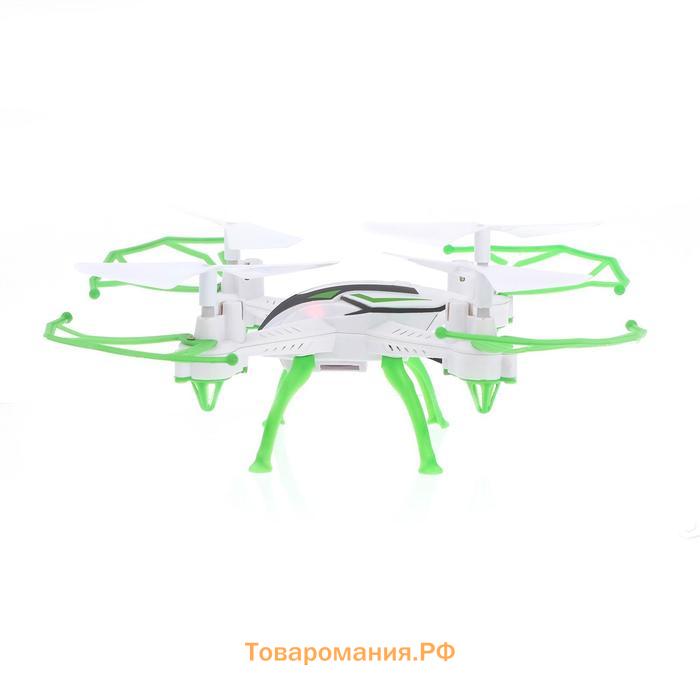 Квадрокоптер радиоуправляемый SKYDRONE, работает от аккумулятора, цвет зелёный