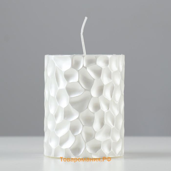 Свеча - цилиндр "ICEBERG", 8х6,5 см, белый перламутр