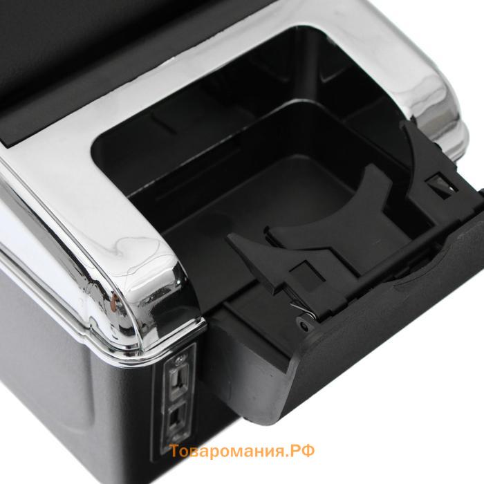 Подлокотник универсальный, 7 USB, провод USB 1 м, кожа PU, черный