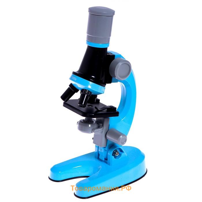 Микроскоп детский «Юный ботаник» кратность х100, х400, х1200, голубой, подсветка