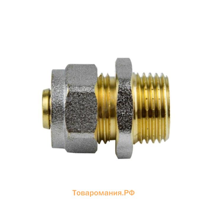 Муфта Aquasfera 7001-01, обжимная, d=16 мм х 1/2", наружная резьба, латунь