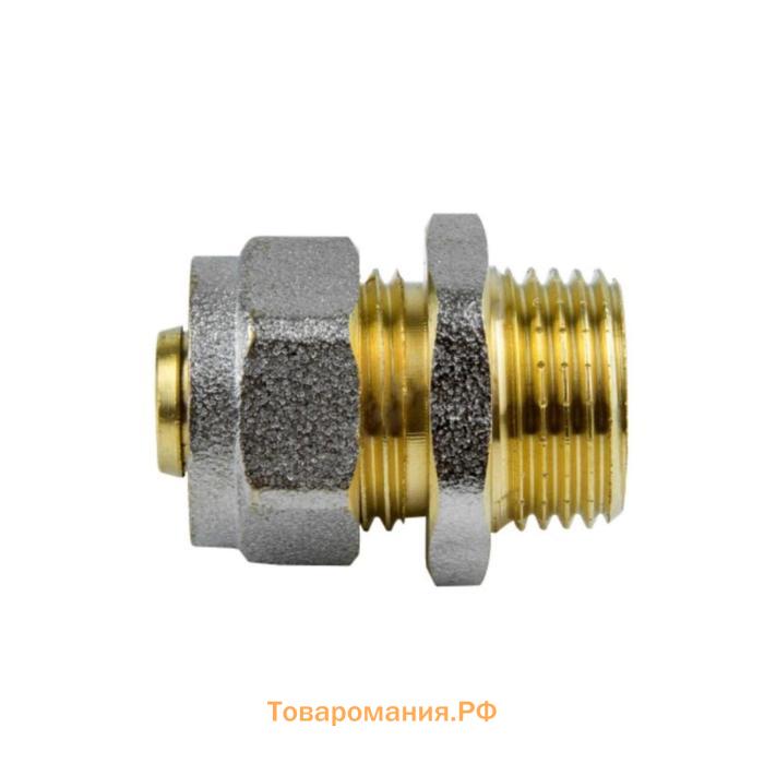 Муфта Aquasfera 7001-02, обжимная, d=16 мм х 3/4", наружная резьба, латунь