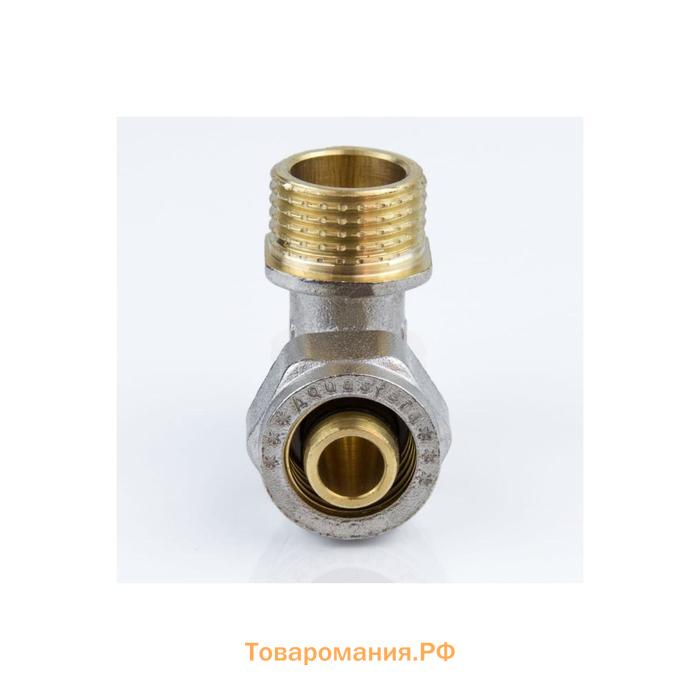 Угольник Aquasfera 7006-01, обжимной, 16 мм х 1/2" х 90°, наружная резьба, латунь