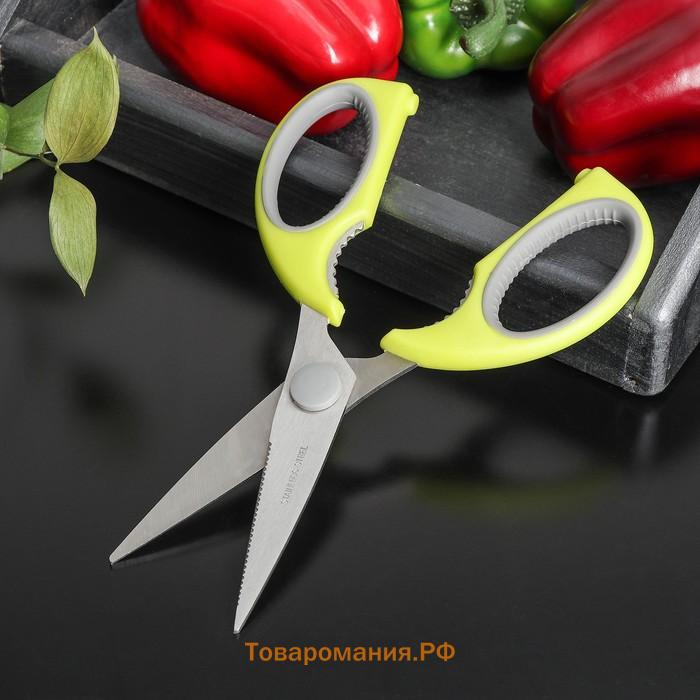 Ножницы кухонные «Эльба», 22 см, цвет зелёный