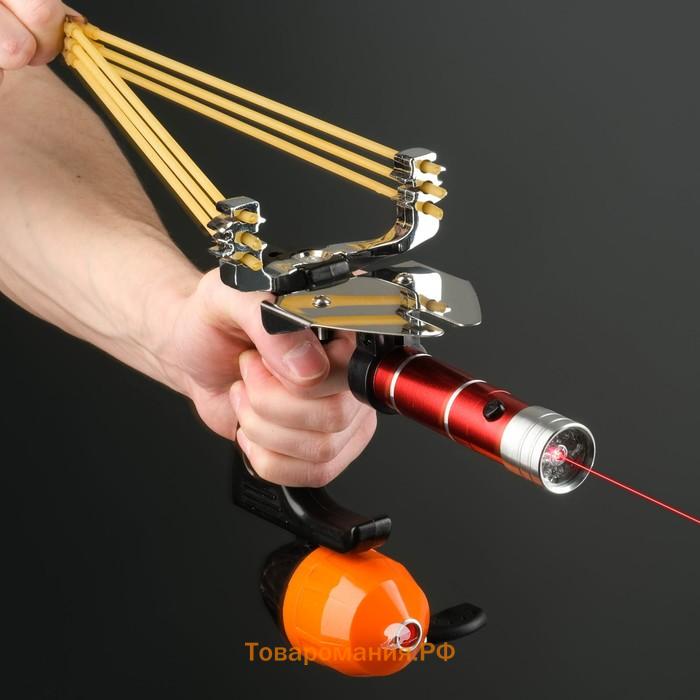 Рогатка рыболовная, 2 жгута, 2 стрелы, с лазерным целеуказателем