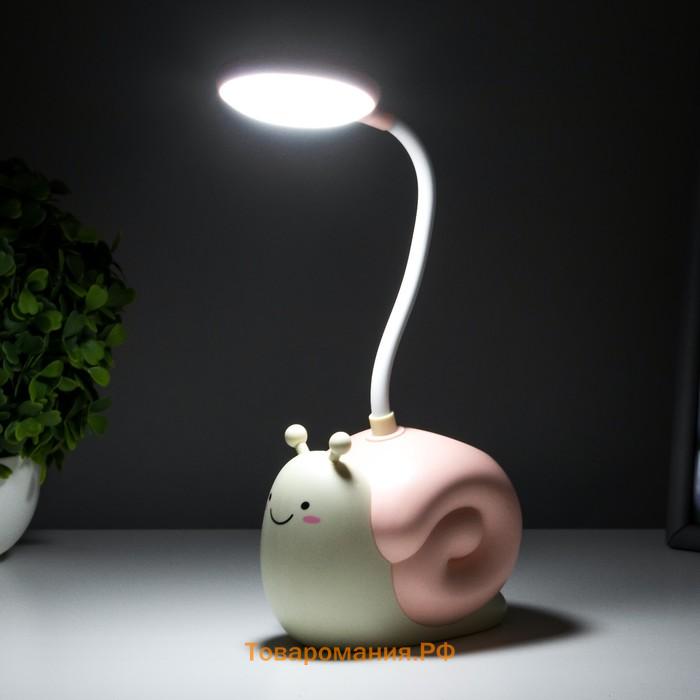Настольная лампа "Улитка" LED 3Вт USB АКБ розовый 9х13х29 см RISALUX