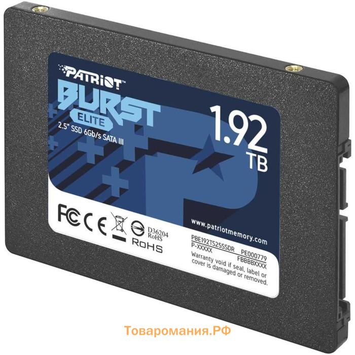 Накопитель SSD Patriot PBE192TS25SSDR Burst Elite, 1920 Гб, SATA III