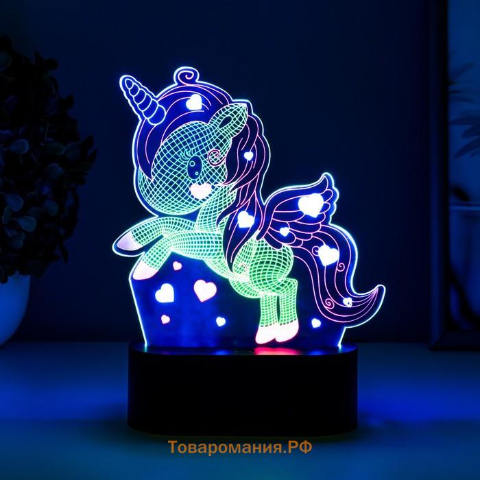 Светильник сенсорный «Единорожек» LED USB (90 см) от батареек 3xАА черный 14×5.5×18.5 см RISALUX 765