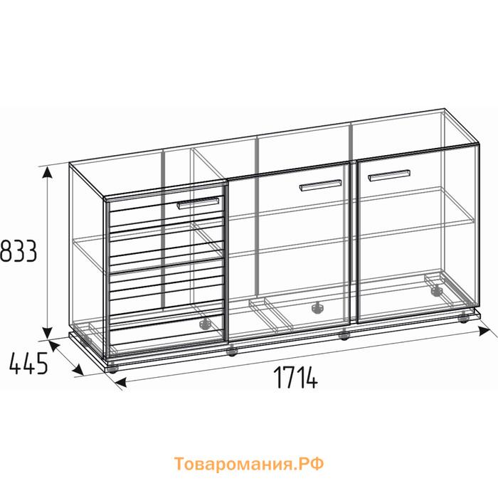 Тумба Nature 5, 1714 × 445 × 833 мм, цвет гаскон пайн / чёрный