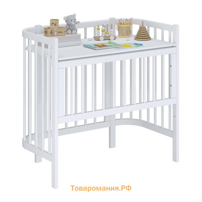 Кроватка-трансформер детская Polini kids Simple 120, приставная, цвет белый