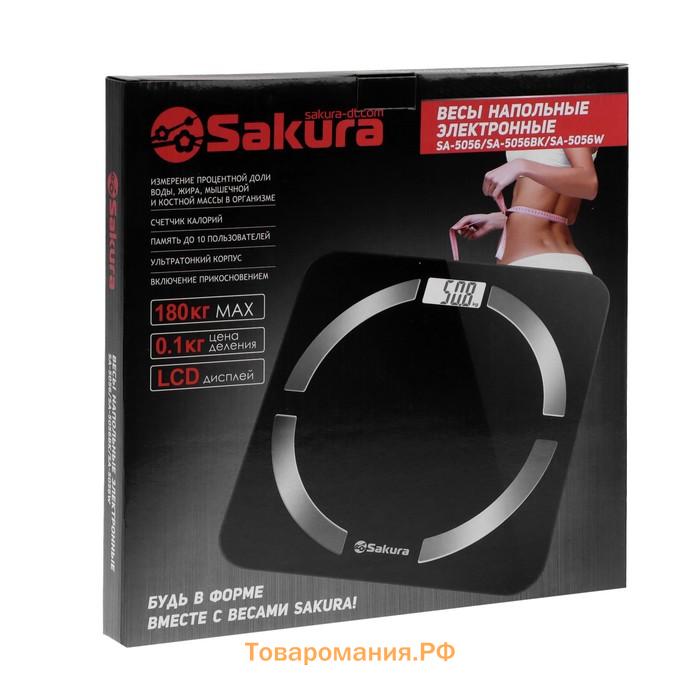 Весы напольные Sakura SA-5056W, диагностические, до 180 кг, 2хААА, белые