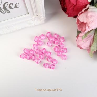 Бусины для творчества пластик "Кристалл-многогранник розовый" набор 20 гр 1,2х1,4 см