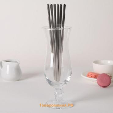 Набор металлических трубочек Straws, 6 шт, 21 см, сталь 304