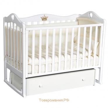 Детская кровать «Антел» Karolina-5, универсальный маятник, фигурная спинка, ящик, цвет белый