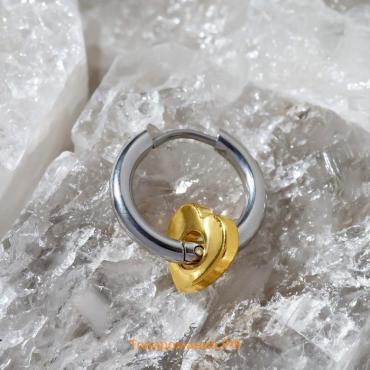 Пирсинг в ухо "Кольцо" сердце, d=12мм, цвет золотисто-серебряный