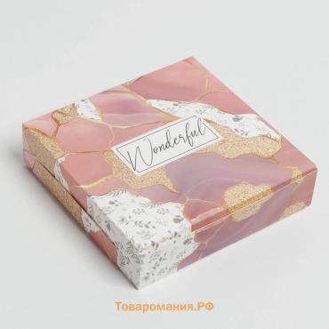 Коробка кондитерская складная, упаковка «Wonderful», 14 х 14 х 3,5 см