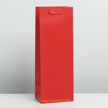 Пакет подарочный под бутылку, упаковка, «Красный», 13 x 36 x 10 см