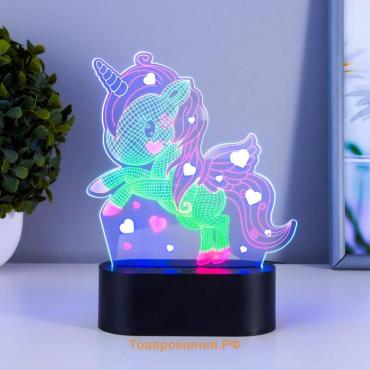 Светильник сенсорный «Единорожек» LED USB (90 см) от батареек 3xАА черный 14×5.5×18.5 см RISALUX 765